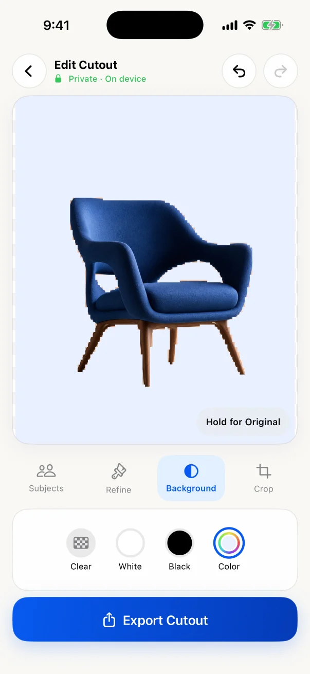 Background color controls in the editor